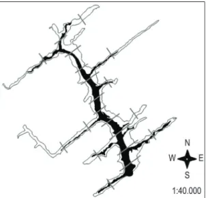 Figure 3. Profiles sampled in the Cabiúnas lagoon. Each  profile consisted of 2 transects, thus 40 total transects  were performed