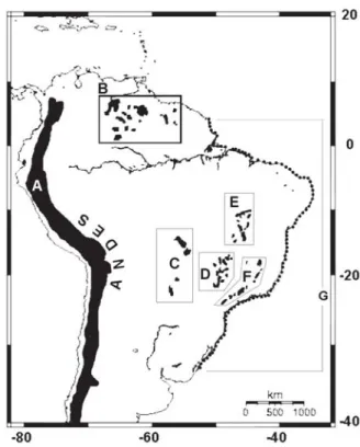 Figure 1. Phytogeographic units with outcrop vegetation: