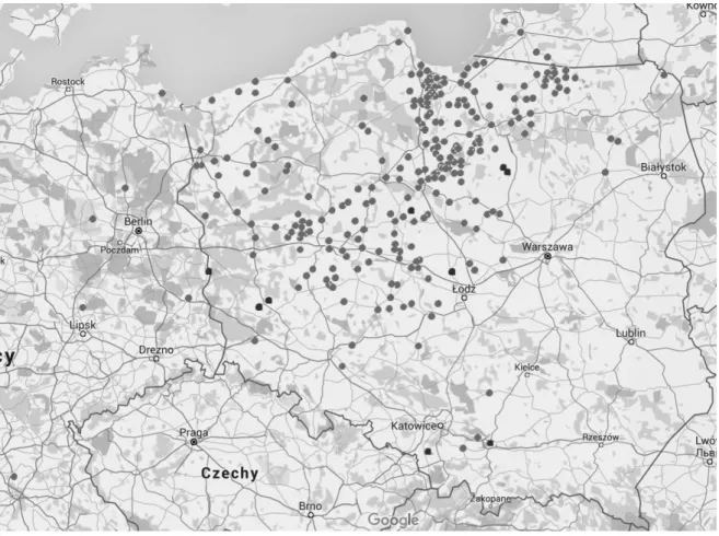 Fig. 47. The map of signs appearance (source: google map, processed by Ł. Karol)Łukasz Karol / Maria Helena Trindade Lopes