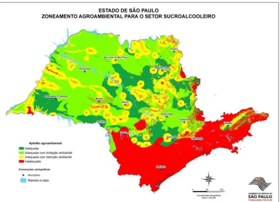 Figure 2 – Agro-environmental Zoning of the Sugarcane Industry in São Paulo  (taken from SÃO PAULO, 2009a)