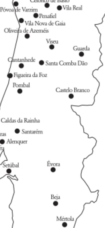 Mapa A2.2 – Localidades com jornais oficiais e oficiosos do PRN                       (1923-1932) Vila Real MértolaBejaÉvoraSetúbalAlgésSantarémLisboaFigueira da Foz GuardaVila Nova de Gaia
