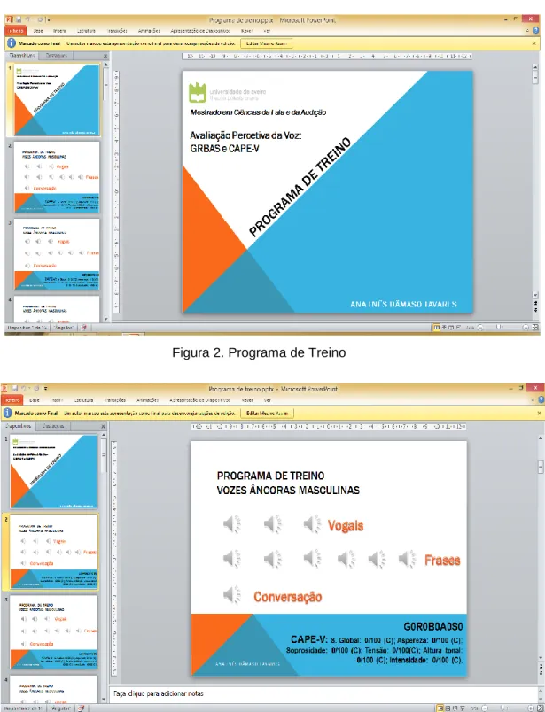 Figura 2. Programa de Treino 