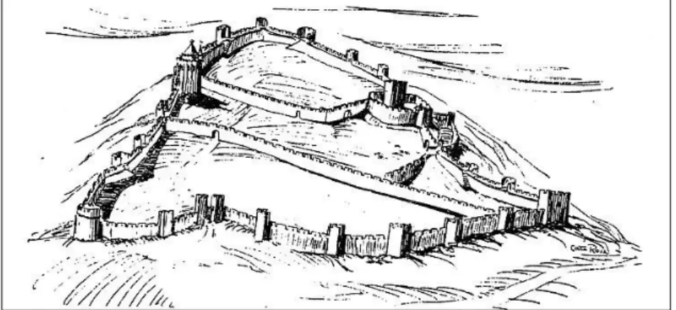 Fig. 2  – Esboço do Castelo de Tomar segundo o arquitecto J. I. da Costa Rosa (1965). 