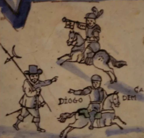Figura 4: Desconhecido. Batalha de S. Miguel, trombeteiro português, painel de azulejos, terceiro quartel do séc