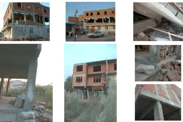 Figure 2.13 - Damage in RC buildings under construction after the Izmit earthquake (EQE, 1999) 