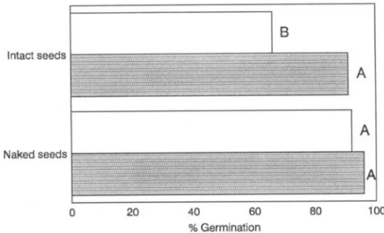 Figure  1.  Effect of remotion of seed coat on the germination of Raphanus sativus L. cv