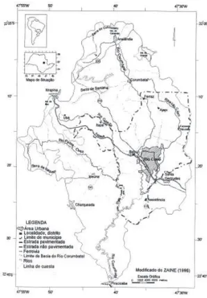 Figure 2. Map of the evolution of urban space in Rio Claro. The shaded area  corresponds to the neighborhoods formed until 1945 (Troppmair, 1992).