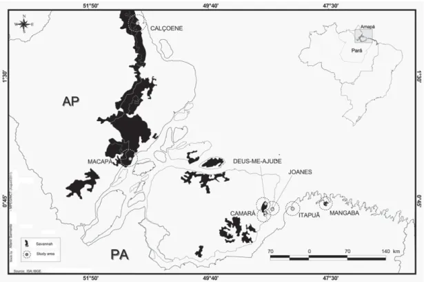 Figure 1. Location of the savannas studied in the Amazon Estuary in Brazil.