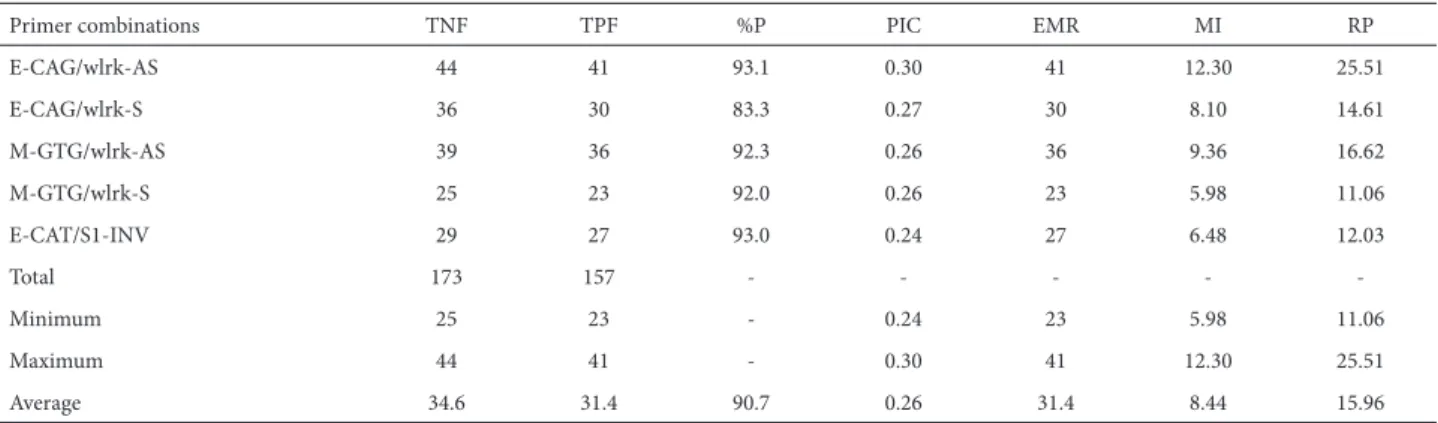 Figure 1. Representative resistance gene analog-anchored amplified fragment  length polymorphism marker profiles of 22 pigeon pea genotypes on 6% 