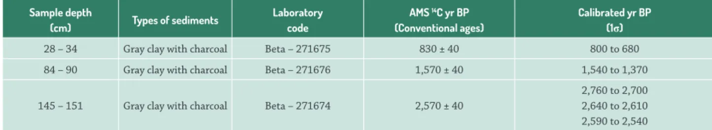 Table 2.  AMS radiocarbon dates for sedimentary profile (PD -67) of Lake Cabaliana. 