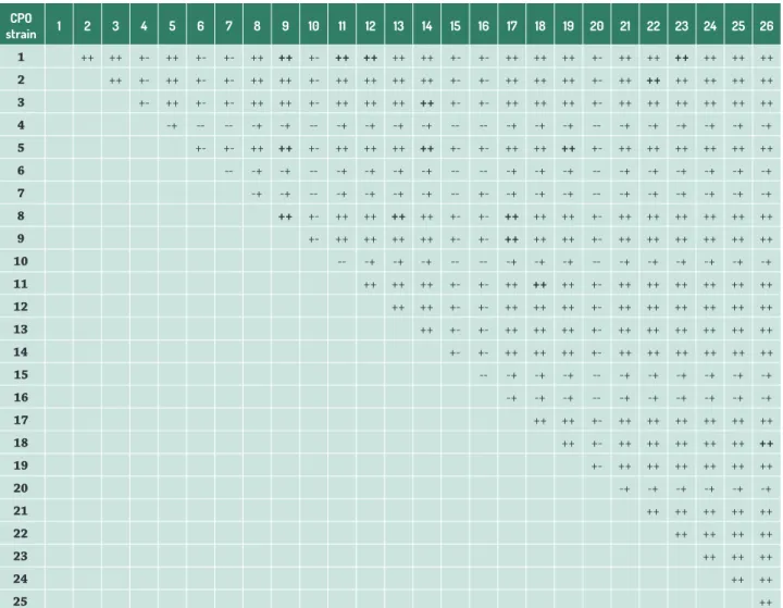 Table 1.  Morphology of 26 colonies from Ustilago maydis in partial-diallelic arrangement evaluated on PDA medium supplemented  with a 5 % carbon source.