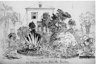 Fig. 1. Um trecho do jardim da Fredonia, Horta. Desenho por SamuelLongfellow, 1844. 