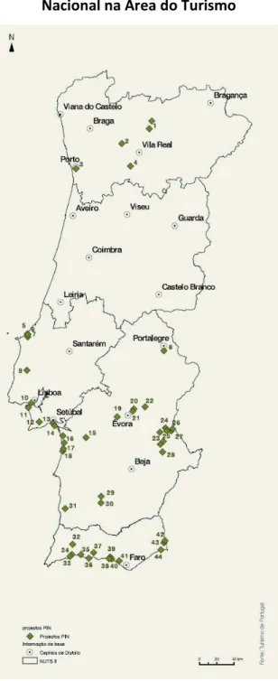 Figura nº 1: Distribuição dos Projectos de Potencial Interesse   Nacional na Área do Turismo 