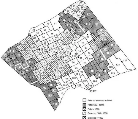 Figura 3 – Nilópolis – Localização proposta das escolas públicas, 1991 