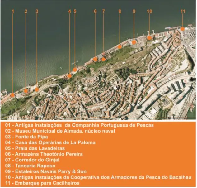Figura 13  –  Cais do Ginjal. Localização das edificações mais significativas. 