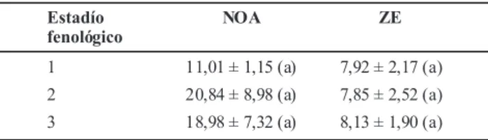 TABLA 1 -  Valores de absorbancia relativa (AR= A405 muestra/