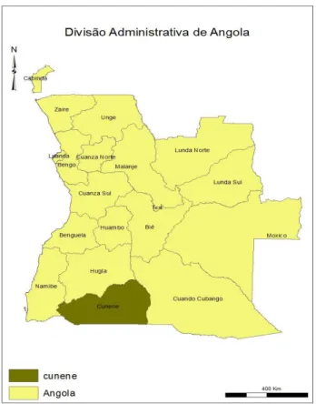 Ilustração 1: Localização da província do Cunene   no espaço territorial angolano nº 1
