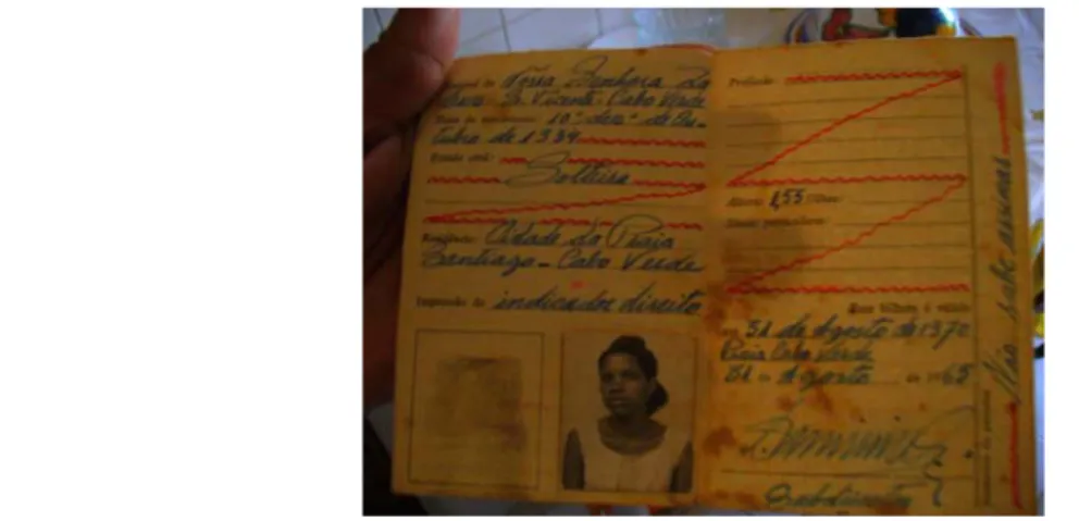 Fig.   12.   O   seu   antigo   cartão   de   identificação,   na   sua   carteira   desde   Cabo ‐ Verde
