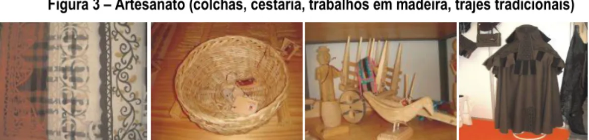Figura 3 – Artesanato (colchas, cestaria, trabalhos em madeira, trajes tradicionais) 