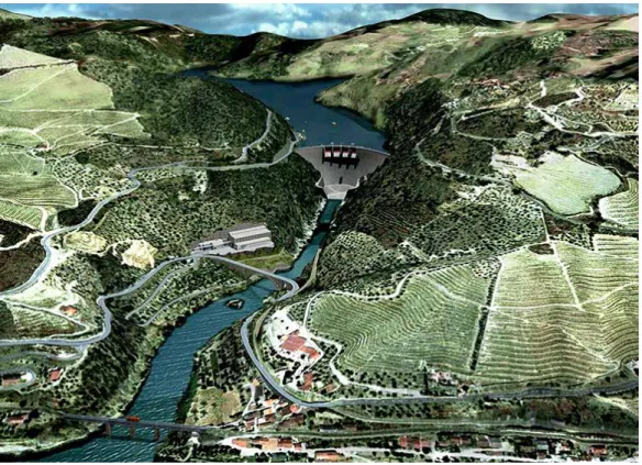 Figure 12 – Artist’s depiction of the Tua valley after the construction of the dam.