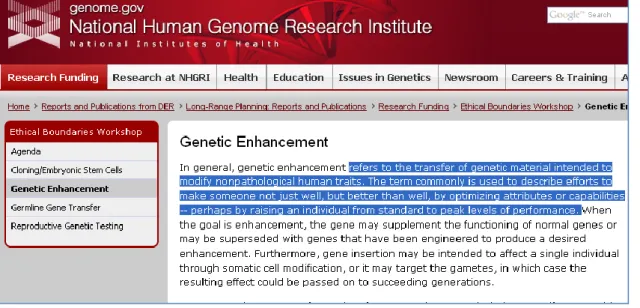 Figura 7 - Representação da pesquisa efectuada para o termo “Genetic Enhancement”. 