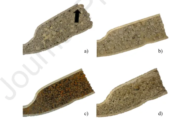 Figure 10. Cross-section of the specimens after being subjected to the bending load: