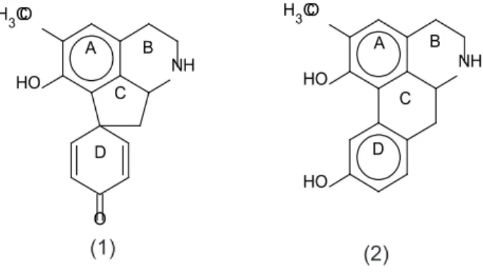 FIGURE  1. Structutes of crostsparine (1) and  sparsiflorine (2)