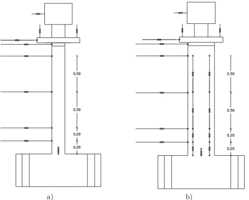 Figure 27 - Displacement instrumentation scheme adopted: a) lateral displacement  transducers for the East-West direction; b) lateral displacement transducers for the 