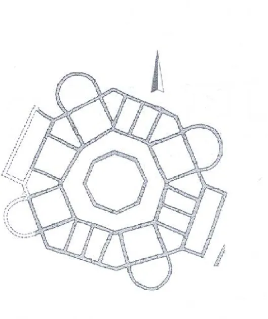 Figura 5i – Planta. Edifício octogonal de Valdetorres de Jarama, Madrid. ARCE, CABALLERO, 1997,  p.33 