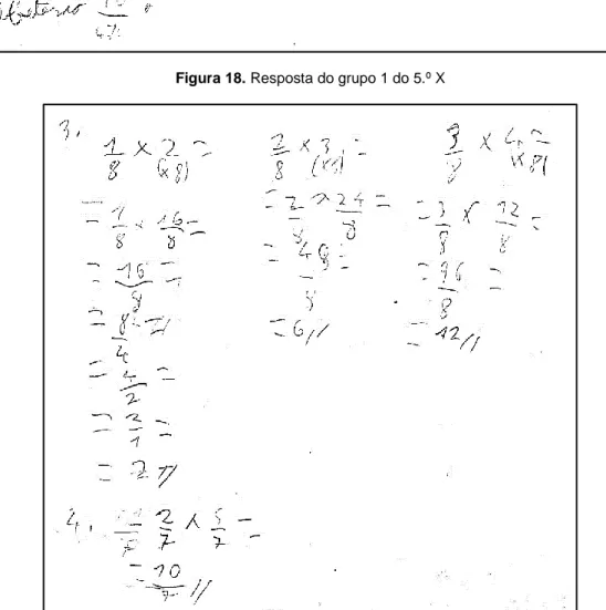Figura 19. Cálculos auxiliares do grupo 1 do 5.º X 