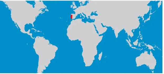 Figura 15. Localização de Portugal Continental no mapa mundo  