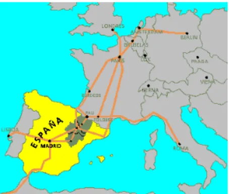 Figura 1. Situação geográfica e localização do campo em Saragoça 