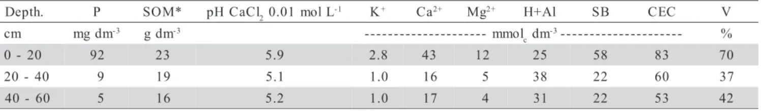 Table 1 - Soil chemical analysis for the experimental area (February 2000).