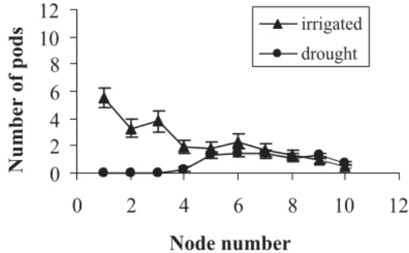 Figure 2 - Dynamics of the total number of flowers of dry beans under irrigated and drought conditions