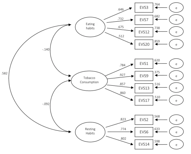 Fig. 1 - Healthy Lifestyle Questionnaire Structural Model (EVS) 