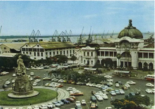 Fig. 20. Vista do Padrão e da Estação dos Caminhos-de-Ferro, c. 1965 (Fonte: 