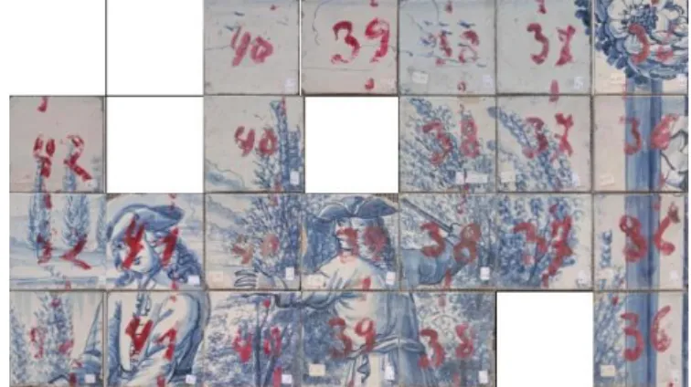 Fig. 20 - Secção de painel com marcação de levantamento das colunas 42 a 36,  respetivamente