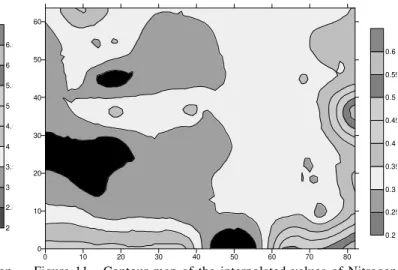 Figure 10 - Contour  map of the interpolated values of Carbon (Oakley).
