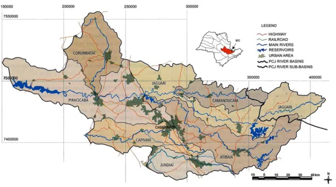Figure 1 - Piracicaba, Capivari and Jundiaí River Basins (source: PBH, 2006).