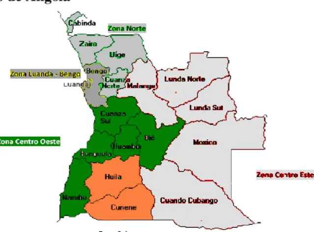 Figura 3 – Regionalização de Angola 
