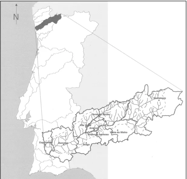 Figure 1 - Hydrological Basin of the River Cavado. Geographic location of the region where the samples were collected