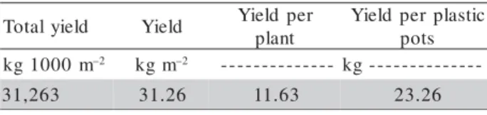 Table 1 - Total yields obtained from soilless cucumbers.