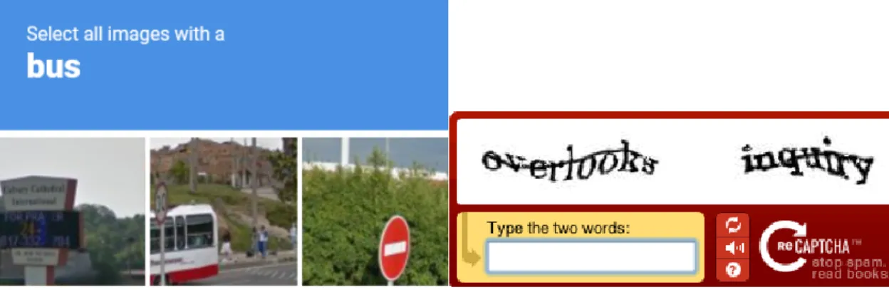 Figure 2.10: Example 1 [1] and Example 2 [2] of Reverse Turing Tests