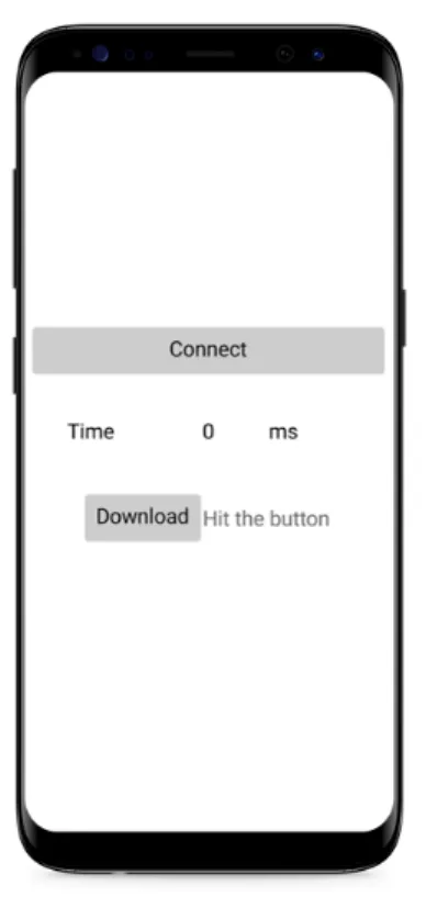 Figure 3.2: The application has two buttons: the ”Connect” button takes to a list of Bluetooth devices available; the ”Download” button starts the download