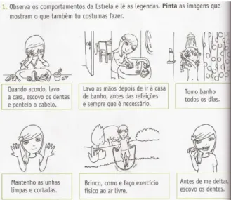 Figura  6.  Exercício  sobre algumas  regras de higiene  diária  (Pires, Landeiro  &amp; 