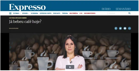 Figura 4.5 – Interface do site do 2:59 para explicar o mercado do café português 