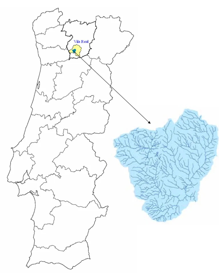 Figura 5 _ Localização da Bacia hidrográfica do Rio Cabril no Concelho de Vila Real 