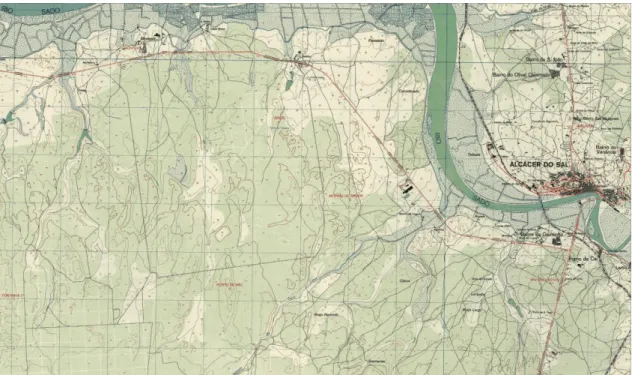 Fig. 1. Localização de Alcácer do Sal na Carta Militar de Portugal (folha nº 476), à escala 1:25 000