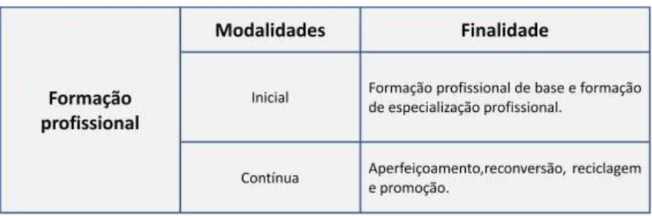 Figura 1- Modalidades de formação profissional 