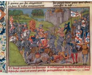 Figura 2. Excerto de iluminura medieval que representa um  episódio  da  Batalha  de  Aljubarrota  (extraído  de  Fundação  Batalha de Aljubarrota, [200?])